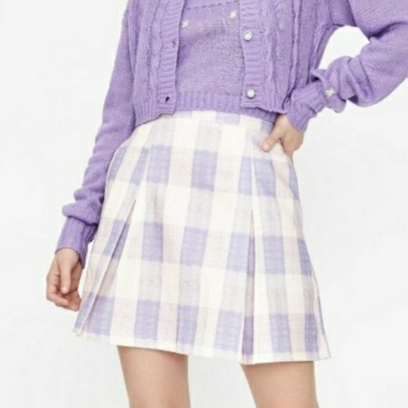 Zemeta Dolls Kill Pleated Purple Plaid Skirt School Girl - Picture 1 of 6